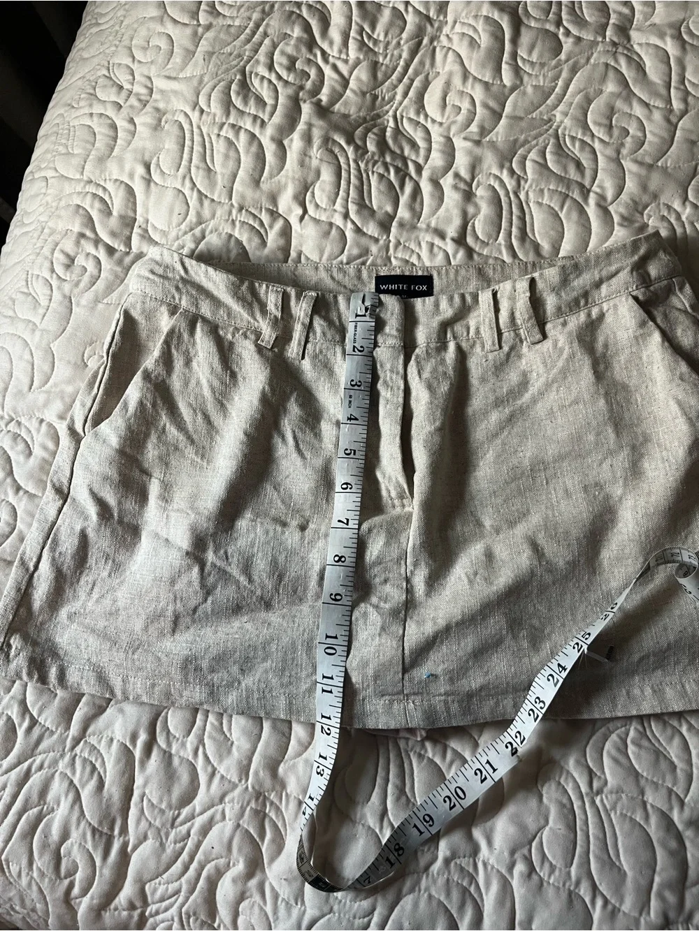 White Fox Beige 100% Linen Micro Skort Size Medium